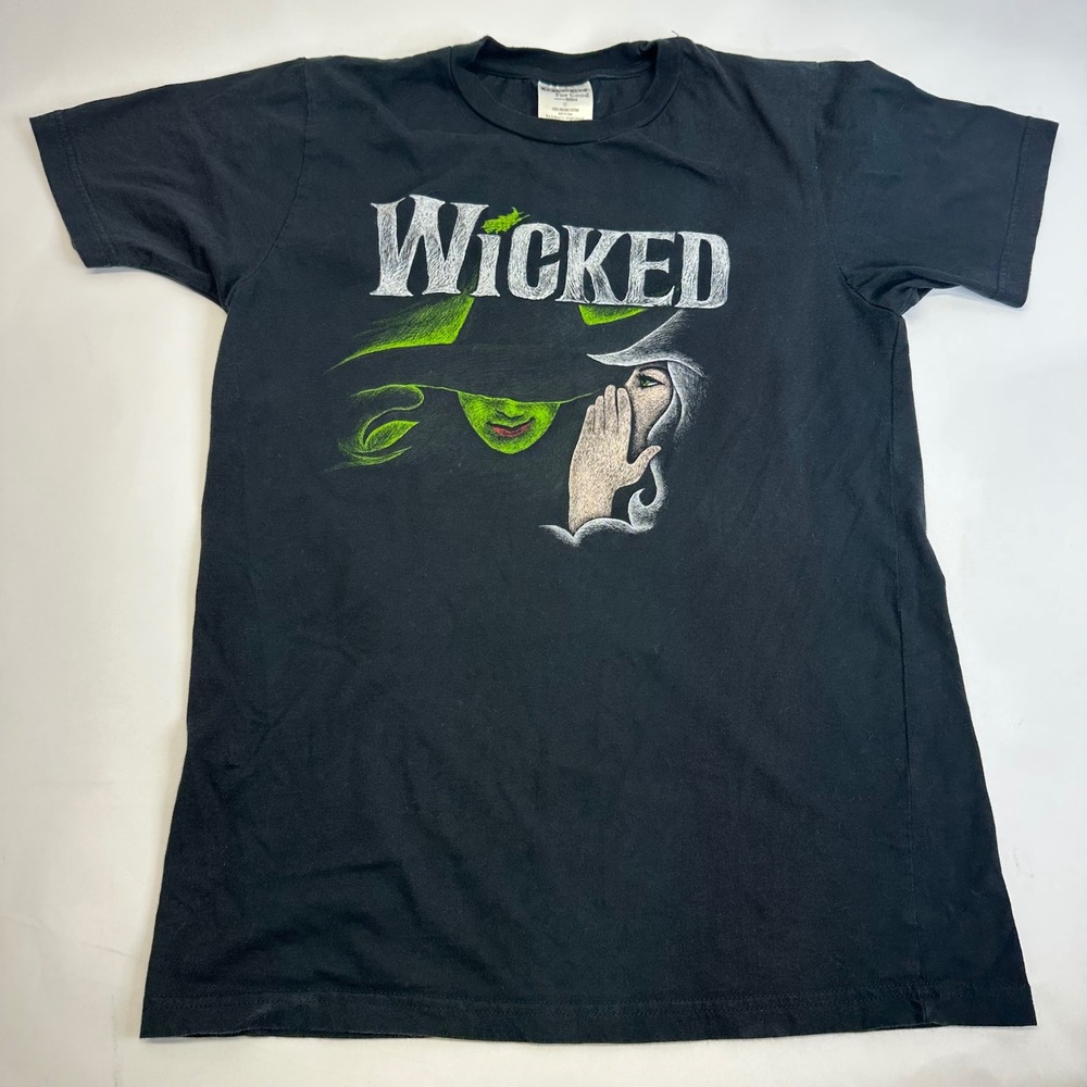 Green For Good‎ Wicked Defy Gravity Size S Black Organic Cotton Graphic T-Shirt
